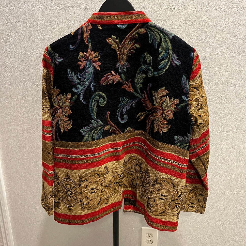 VINTAGE Sag Harbor Colorful Tapestry Blazer Sz Petite Large LIKE NEW - Picture 3 of 7